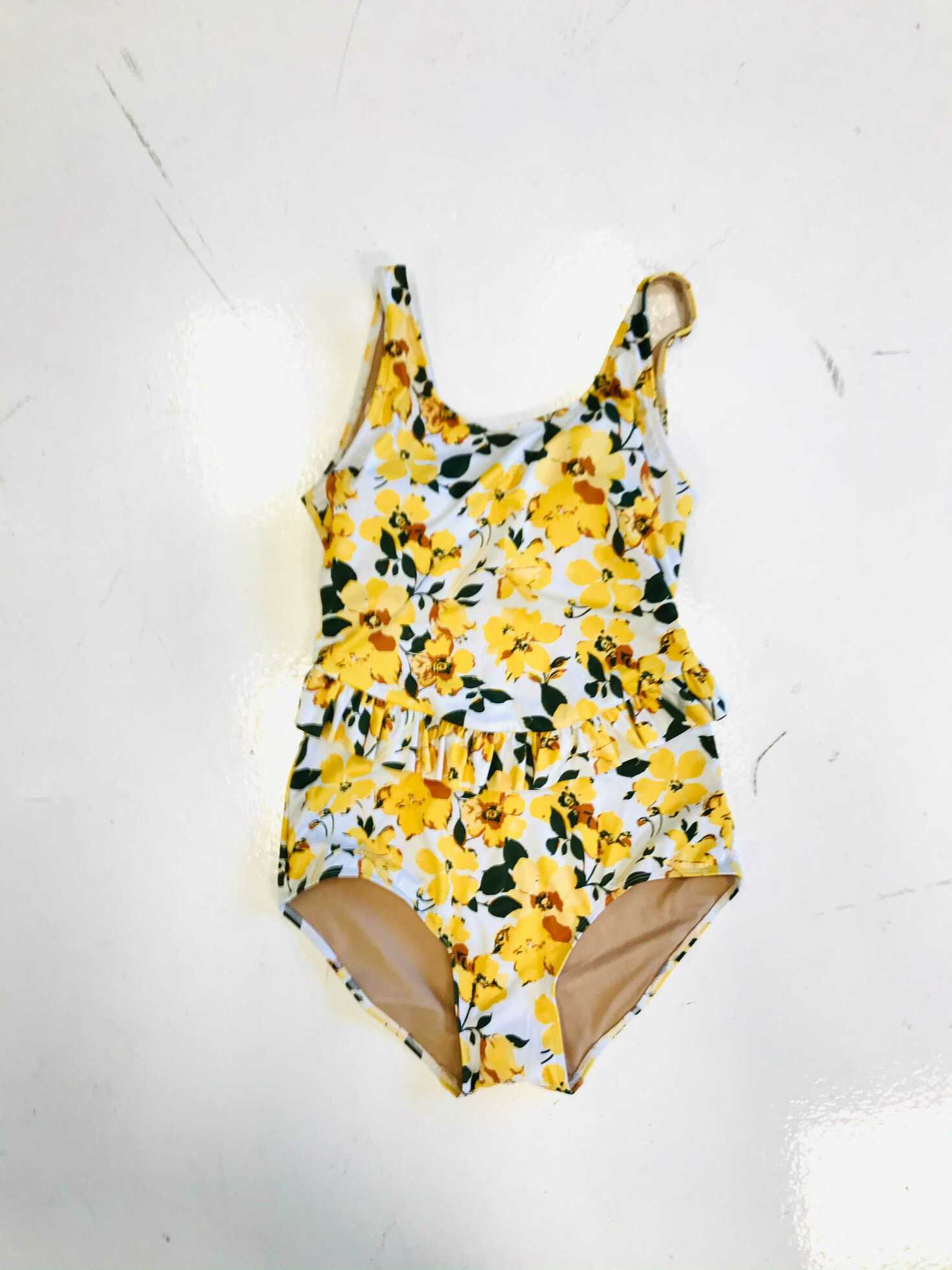 Kortni Jeane Skirted One-Piece Yellow Floral Swimsuit (Size Medium) - Room  Here